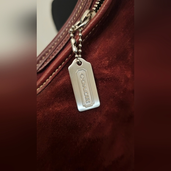 Coach Burgundy Suede Shoulder Bag - Picture 3 of 9